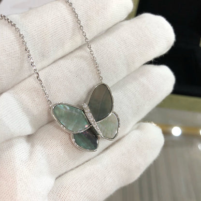 「ルーメジュエリー」ラージ バタフライ シルバーペンダント ダイヤモンドネックレス