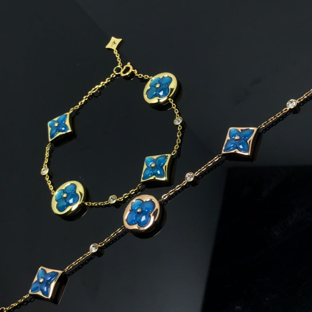 Lume Jewelry 「星と太陽」4モチーフ ブルーブレスレット