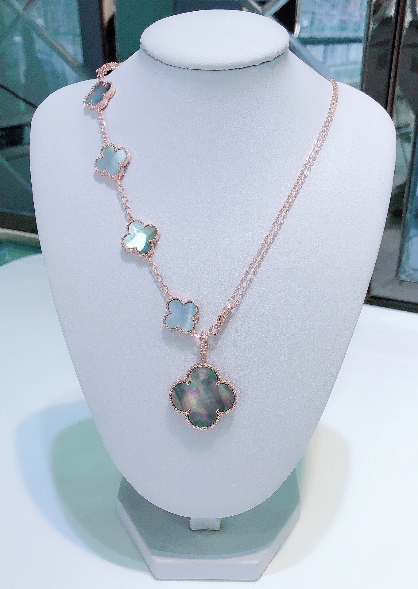 Lume Jewelry ブレスレット 5モチーフ＆ネックレス ダークMOP ローズゴールド