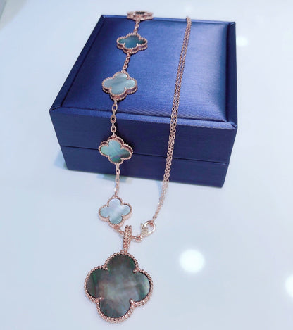 Lume Jewelry ブレスレット 5モチーフ＆ネックレス ダークMOP ローズゴールド