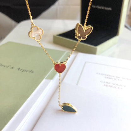 ルムジュエリー ラッキースプリング 4モチーフ ローズゴールドネックレス
