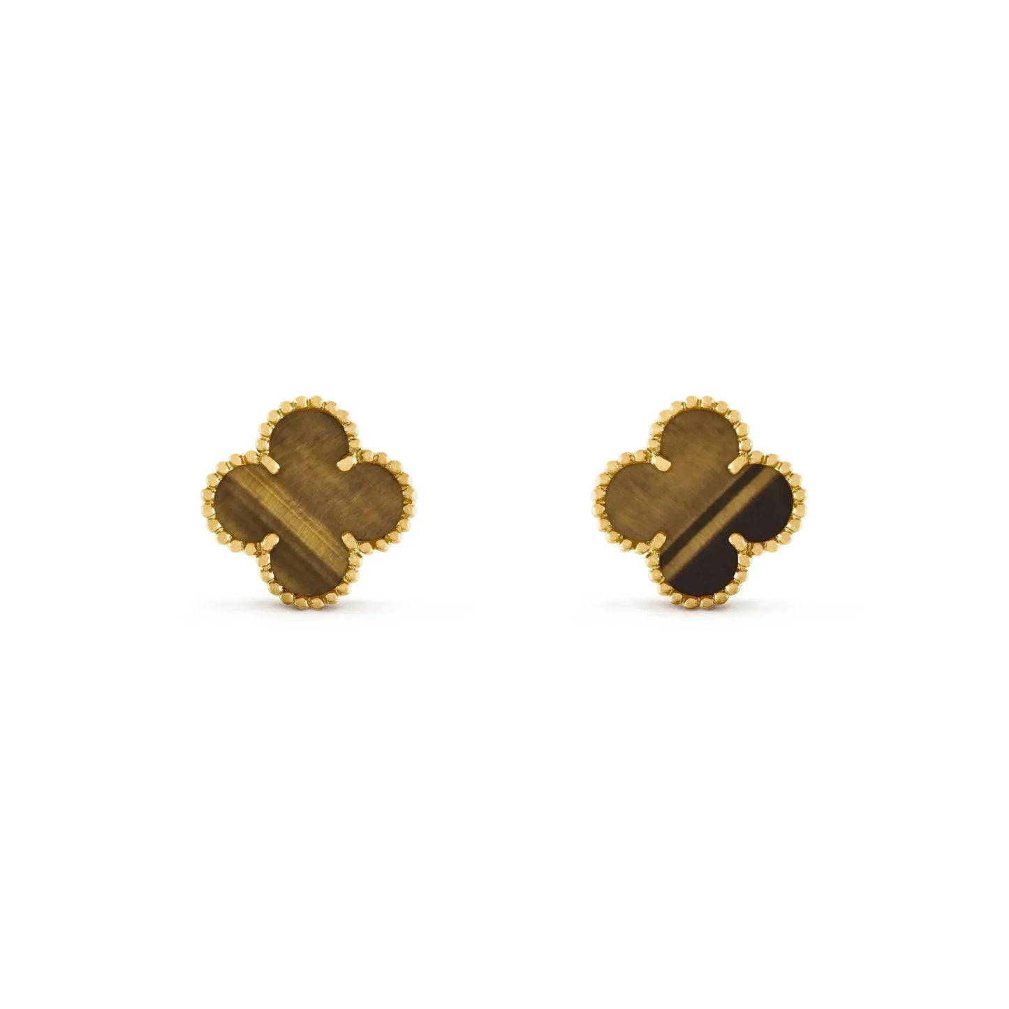 Lume Jewelry クローバーミディアム 1モチーフ タイガーアイイヤリング